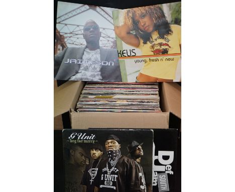 Vinyl - Around 100 Hip Hop / R n B 12" singles to include Wu Tang Clan, G Unit, LL Cool J etc, condition varies 