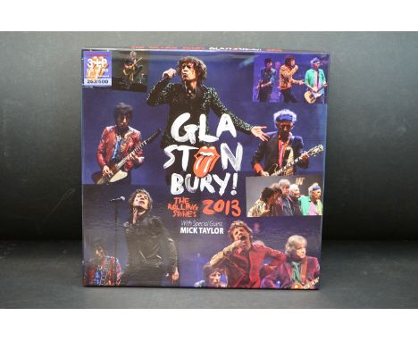 Vinyl - The Rolling Stones limited edition box set Glastonbury 2013, numbered 263/500, red vinyl, sleeve and vinyl vg+ *