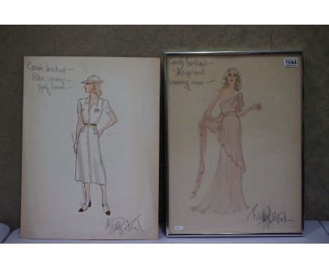 Film Memorabilia / autographs - Two drawings by Edith Head of Carole Lombard, circa late 1930s, one framed and glazed, both s