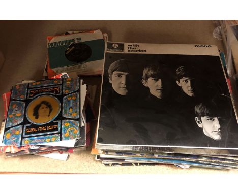 Vinyl - Collection of pop and rock LP's and 45's spanning decades including The Beatles, Abba, The Kinks, Rolling Stones, Mad