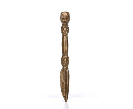Bronze phurba Tibetan, probably 12th Centurythe top in the form of a Chitipati 15cm acrossVery worn with age
