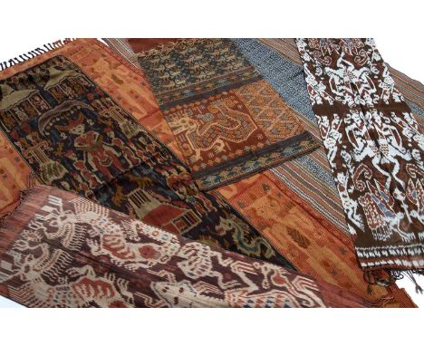 Group of Savu and Timor textilesIndonesiato include a savu panel decorated with dancing devil like creatures 165cm approx, a 