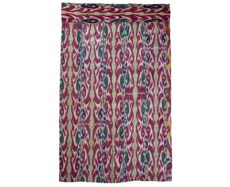 Icat panel/hangingwith traditional linear polychrome designs, 206cm x 125cmWith cotton backing, some marks overall and wear