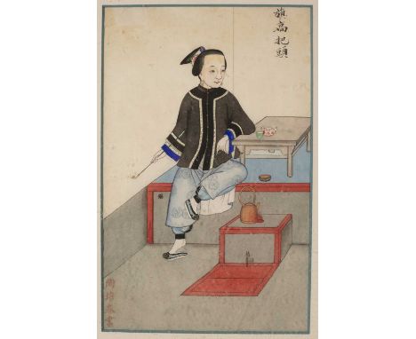 Chou P'ei ChunChinese, 19th CenturyHairstyles and shops of China, label verso, 20cm x 13cmSome marks and light staining