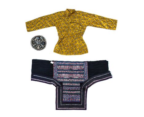Group of embroidered materialChinese, 19th & 20th Centuryto include a yellow ground jacket with embroidered dragons all over,