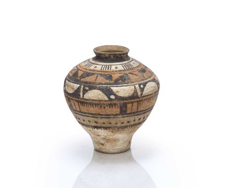 Yangshao painted pottery jarChinese, Neolithic periodpainted with a geometric design in black and red on earthenware, 17cm hi