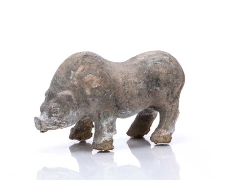 Pottery model of a boarChinese, Han dynastymodelled with the head low, 25cm acrossProvenance: From the collection of the late