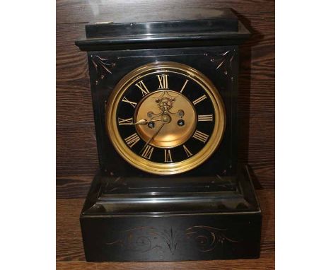 VICTORIAN LACK SLATE MANTEL CLOCK
