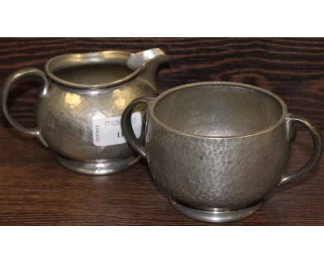 TUDRIC PEWTER CREAM JUG NO.01221 AND SUCRIER NO.01216