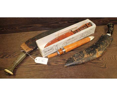 TWO KUKRI
together with a Ka-Bar USMC Fighting Knife and a Scandinavian hunting knife (4)