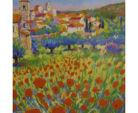 John Holt (b. 1949): artist signed limited edition print, Poppies at Lourmarin, 25/25, 35 x 44 cm. Not available for in-house
