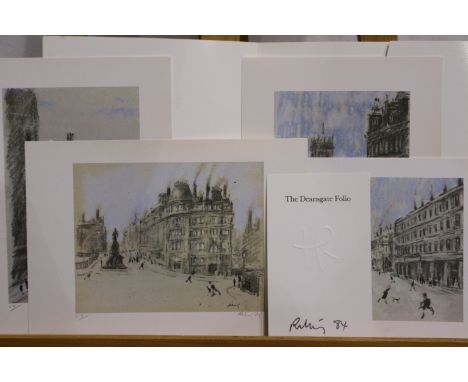 Harold Riley (1934 - 2023): a set of four artist signed limited edition colour prints, The Deansgate Folio, c.1984, each sign