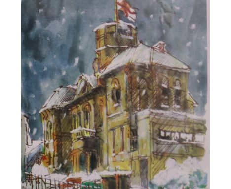 Harold Riley (1934 - 2023): artist signed limited edition print, Royal Manchester Childrens Hospital Pendlebury, 10/25, 23 x 