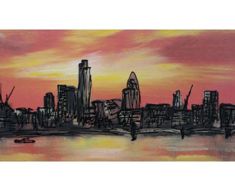 Paul Kenton (British contemporary, 20th century): hand finished artist signed print on canvas, London City scape, limited edi
