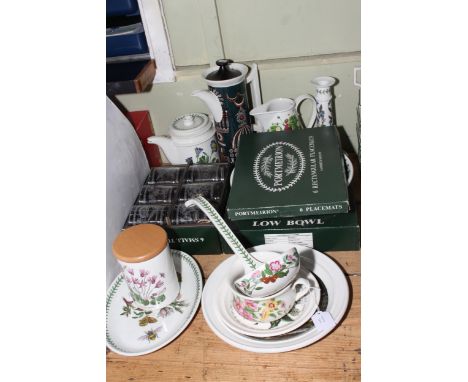 Collection of Portmeirion china including teapot, jug, low bowl and set of six small tumblers.