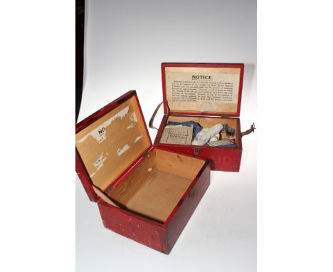 North Eastern Railway Company First Aid box with contents and an empty box.