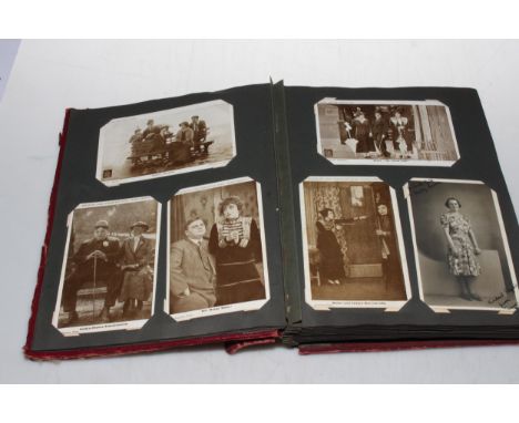 Vintage postcard album including Titanic 'Nearer My God to Thee' printed Bamforth Numbers 21, 22, 23, 24 and 25, Red Letter P