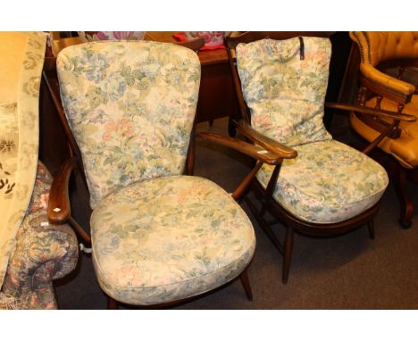 Pair vintage Ercol armchairs.