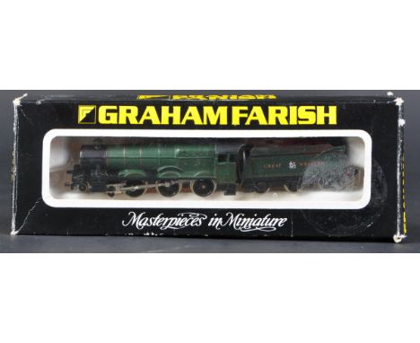An original Graham Farish N gauge model railway trainset locomotive engine No. 1404 Great Western Railways Hall Class loco wi