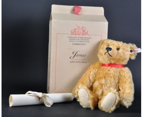 A Limited Edition German Steiff made soft toy teddy bear No. 01642 ' James '. The bear made exclusively for Christies having 