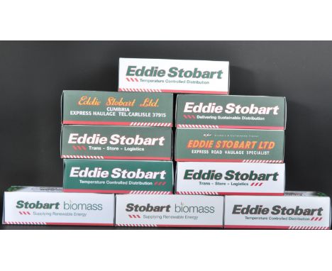 A collection of x10 Atlas Editions 1/76 scale Eddie Stobart diecast model haulage trucks and lorries to include; Volvo FH Fri