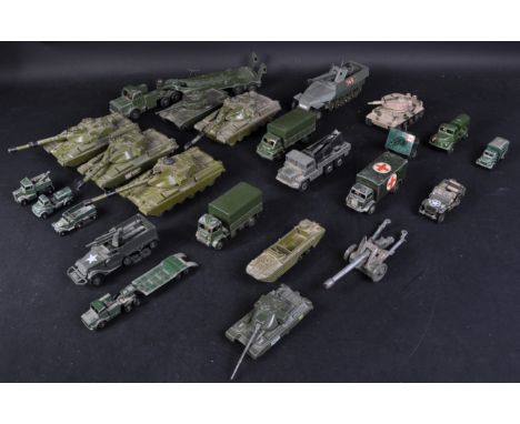 A collection of vintage Dinky Toys and Corgi Toys diecast models of Military interest. Examples to include; 626 Military Ambu