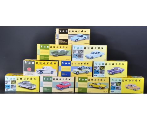 A collection of x10 assorted 1/43 scale Lledo made Vanguards diecast model cars to include; VA10307 Ford Cortina MKIII, VA052