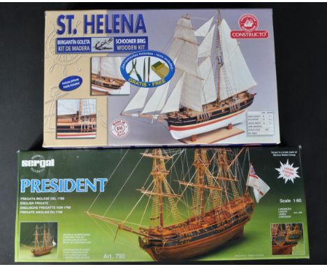 Two vintage wooden models of shipping interest comprising; Sergal 1/60 English Frigate ' President ' and Constructo 1/85 scal