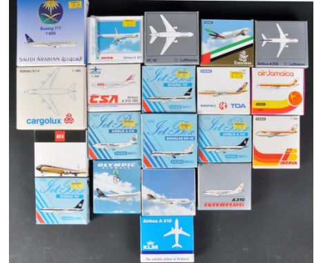A collection of x20 assorted German Schabak made diecast model planes, largely of 1/600 scale to include; Iberia Airbus A300,