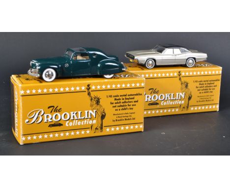 Two original Brooklin Models 1/43 scale precision diecast model cars comprising; BRK 92 Ford Thunderbird 4-Door Landau and BR