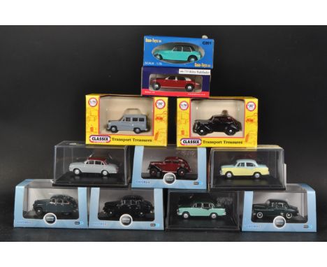 A collection of assorted 1/76 scale / 00 gauge trackside diecast model cars by makers Oxford, Hornby, Bachmann and Classix. E