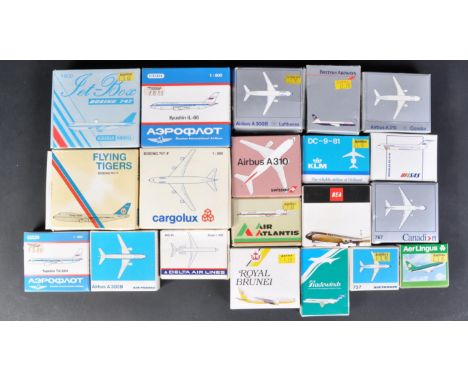 A collection of x20 assorted German Schabak made diecast model planes, largely of 1/600 scale to include; Aer Lingus 737-200,