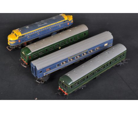 Two vintage Triang / Tri-ang 00 gauge model railway diesel trainset locomotive engines comprising; R.159 Double Ended Transco