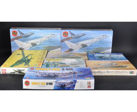 A collection x8 of assorted plastic Military themed model kits of various scales and makers to include; Airfix 1/72 scale BAC