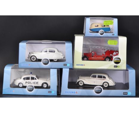 A collection of x5 assorted Oxford made diecast model cars and other vehicles to include; ST002 1/43 scale Talbot 90 MKII, AS