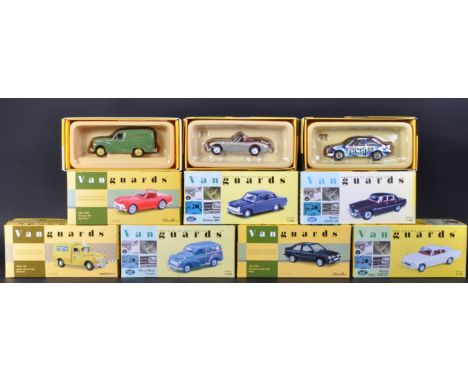 A collection of x10 assorted 1/43 scale Lledo made Vanguards diecast model cars to include; VA11004 Ford Escort MK3, VA05106 