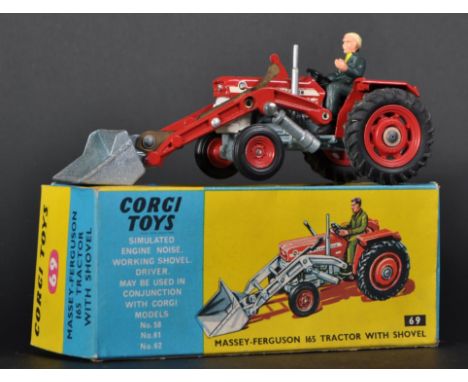 An original vintage Corgi Toys boxed diecast model No 69 ' Massey-Ferguson 165 Tractor with Shovel '. The tractor with simula