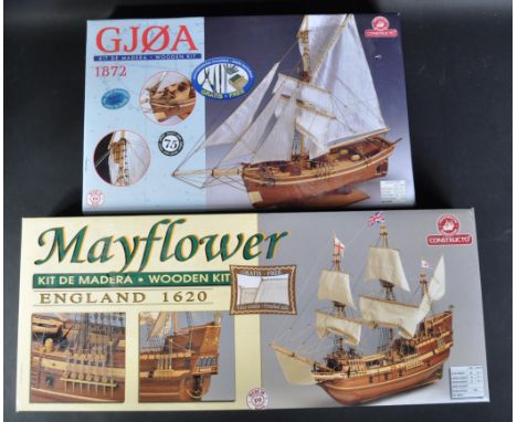 Two vintage Spanish ' Constructo ' made wooden model kits comprising models No. 80704 1/64 scale The ' Gjoa ' Research Vessel