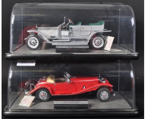 Two original Franklin Mint 1/24 scale precision diecast models comprising a 1907 Rolls-Royce Silver Ghost and a 1935 Mercedes