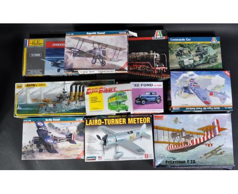 A large collection of assorted plastic model kits of various scales and makers to include; Italeri 1/87 scale BR Locomotive, 