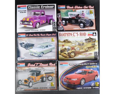 A collection of x6 Monogram made 1/24 and 1/25 scale plastic model kits to include; 85-0880 Ford F-100 Street Rod, 85-4324 Bl