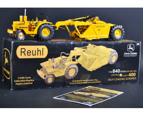 An original Ruehl made 1/24 scale boxed diecast model No. JD840/400 John Deere 840 Diesel with John Deere 400 Elevating Scrap