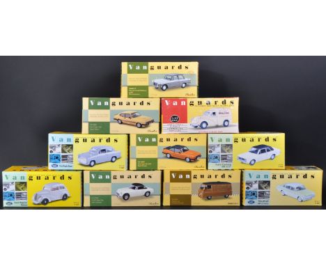 A collection of x10 assorted 1/43 scale Lledo made Vanguards diecast model cars to include; VA00517 Triumph Herald, VA10803 F