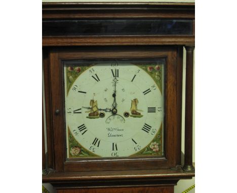 EARLY 19TH CENTURY WELSH OAK 8 DAY LONG CASE CLOCK by Watkin Owen of Llanrwst, having moulded cornice to the flat hood above 