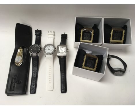 A mixed lot of 8 ex display watches , four in original packaging. Brands include Jeff Banks, Enzo Giomani and Bench.
