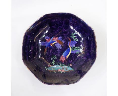 Mosanic hand-painted ceramic toad/frog under a lilypad both decorated with floral and bird pattern, 20cm high and a Solian wa