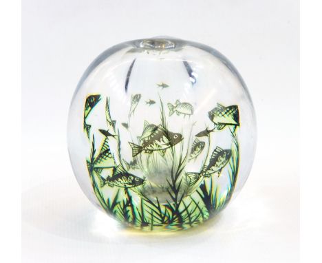 Orrefors Graal glass fish vase by Edward Hald 