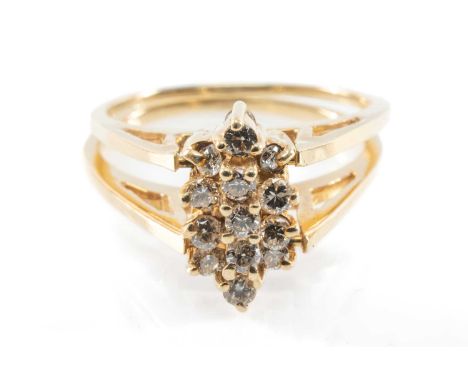 14CT REVERSIBLE PRESUMED TANZANITE & DIAMOND RING, the oval tanzanite with diamond shoulders, hinged double shank and with st