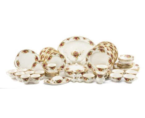 ASSORTED ROYAL ALBERT 'OLD COUNTRY ROSES' BONE CHINA, including teapot, milk jug, sugar bowl, 8 cups & saucers, bread & butte