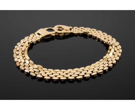 18CT GOLD BRICK LINK BRACELET, circle link clasp, stamped 'Italy', 18.5cms long, 18.2gmsProvenance: private collection Carmar
